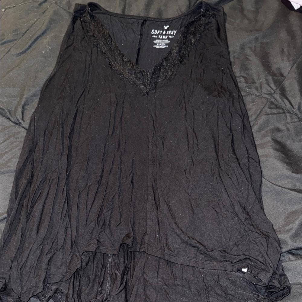 American Eagle Outfitters Black V-Neck Tank Top